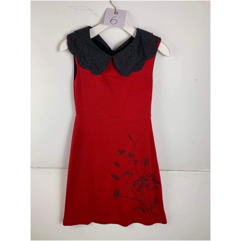Anthropologie Eva Franco Peter Pan Collar Red Mini Sleeveless Dress